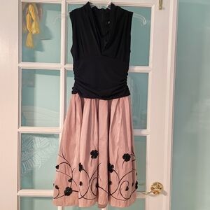 S.L. Fashions Black and Pink Floral Dress